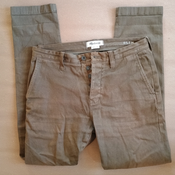 Madewell Other - Madewell Men Brown 93 % Cotton Slim Pants Size 31 X 32 Olive Green